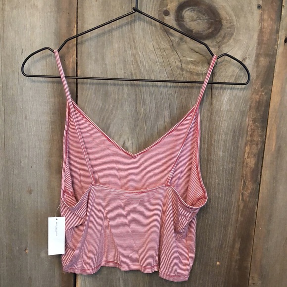 American Eagle Red Stripe V-neck Crop Cami Top Medium - Picture 2 of 11